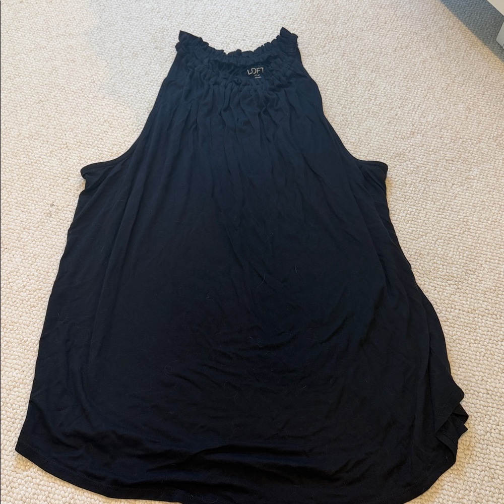 LOFT black Ruffled Top - Picture 3 of 3